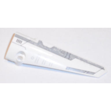 white technic panel fairing 6 long smooth side b with light bluish gray stripes pattern sticker - set 31313
