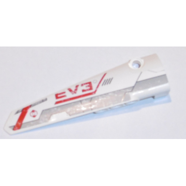white technic panel fairing 6 long smooth side b with red ev3 and light bluish gray and red stripes pattern sticker - set 31313