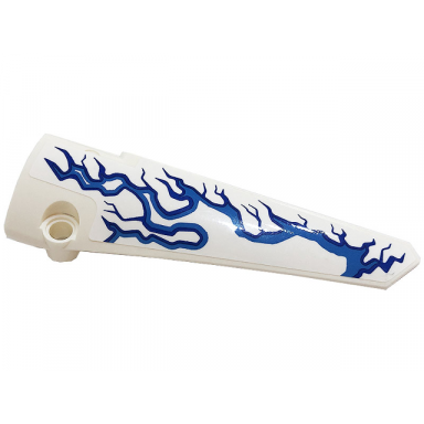 white technic panel fairing 6 long smooth side b with blue and dark azure lightning pattern sticker - set 42128
