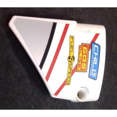 white technic panel fairing 13 large short smooth side a with chill cooling systems gas oline and fuel4speed pattern sticker - set 42000