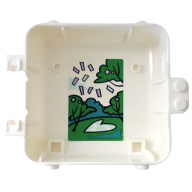 white container box 3 x 8 x 6 2 3 half back with trees confetti and heart shaped pond pattern sticker - set 41663