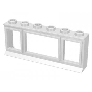 white window 1 x 6 x 2 with extended lip with glass