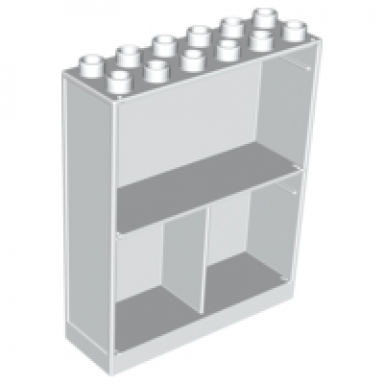 white duplo wall 2 x 6 x 6 with 3 cupboards