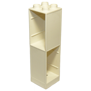white duplo wall 2 x 2 x 6 with drawer slots on two sides