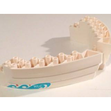 white boat hull brick 16 x 10 x 3 with medium azure wave left and hlc on medium azure wave right pattern stickers - set 41015