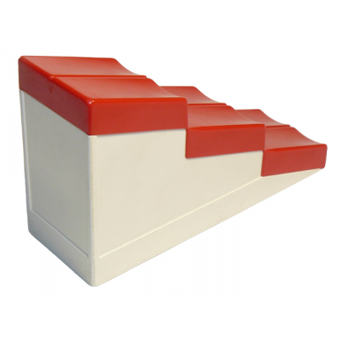 white duplo roof sloped 17 2 x 6 stepped with red shingles