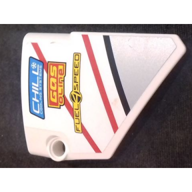 white technic panel fairing 14 large short smooth side b with chill cooling systems gas oline and fuel4speed pattern sticker - set 42000