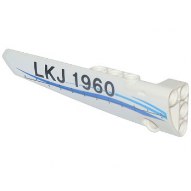 white technic panel fairing 5 long smooth side a with blue curved stripes and lkj 1960 pattern sticker - set 42025