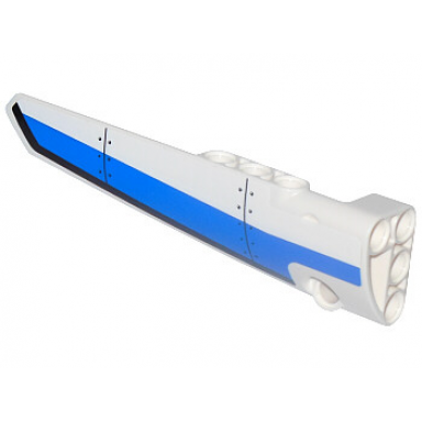 white technic panel fairing 5 long smooth side a with blue and black panels pattern sticker - set 42025