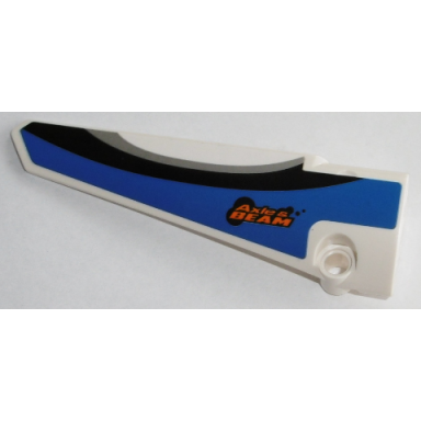 white technic panel fairing 5 long smooth side a with axle beam and blue black and gray pattern sticker - set 42045