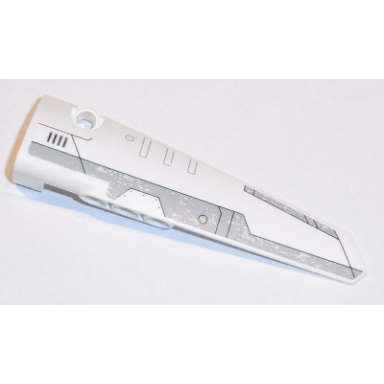 white technic panel fairing 5 long smooth side a with light bluish gray stripes pattern sticker - set 31313