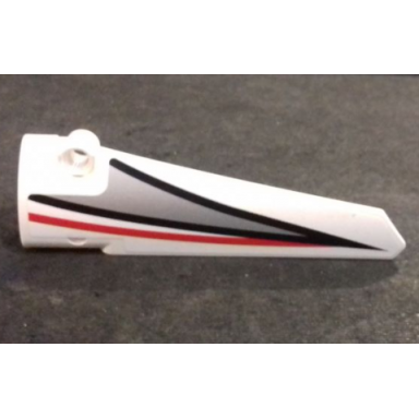 white technic panel fairing 5 long smooth side a with black and red stripes and silver pattern sticker - set 42000