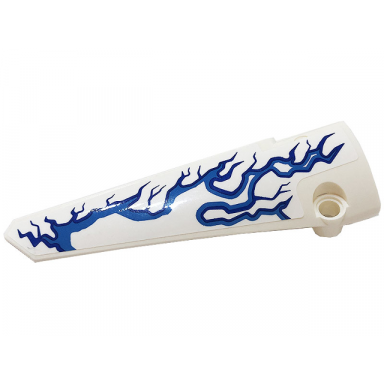 white technic panel fairing 5 long smooth side a with blue and dark azure lightning pattern sticker - set 42128
