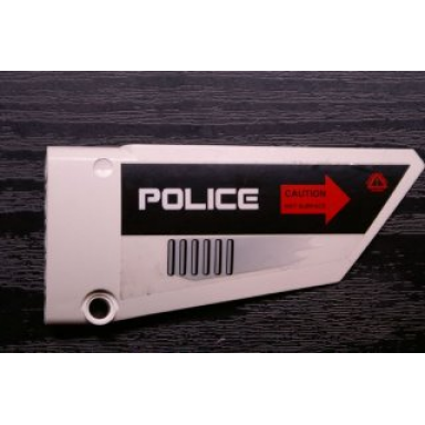white technic panel fairing 18 large smooth side b with police and caution hot surface pattern sticker - set 5973