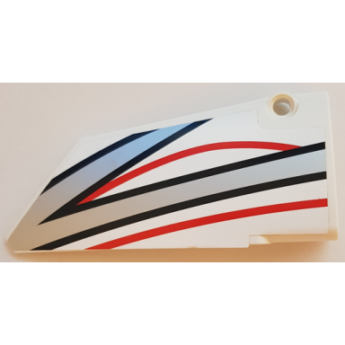 white technic panel fairing 18 large smooth side b with black red and silver stripes pattern sticker - set 42000