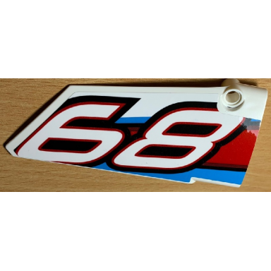 white technic panel fairing 18 large smooth side b with 68 and red black and blue lines pattern sticker - set 42077