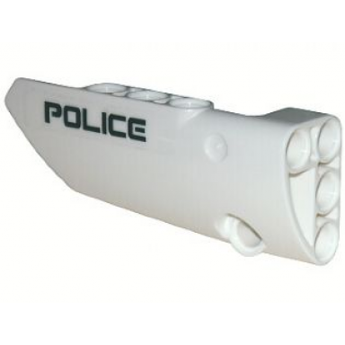 white technic panel fairing 3 small smooth long side a with police pattern sticker - set 5974