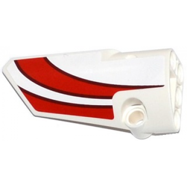 white technic panel fairing 3 small smooth long side a with red curved stripes pattern sticker - set 42040