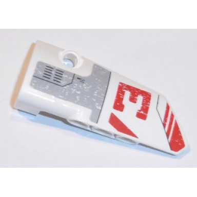 white technic panel fairing 3 small smooth long side a with red half v and 3 pattern sticker - set 31313