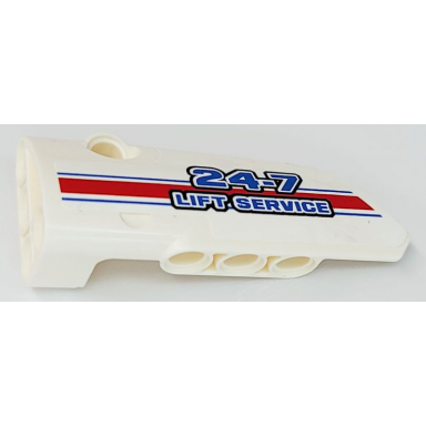 white technic panel fairing 3 small smooth long side a with blue red and white stripes and 24-7 lift service pattern sticker - set 8071
