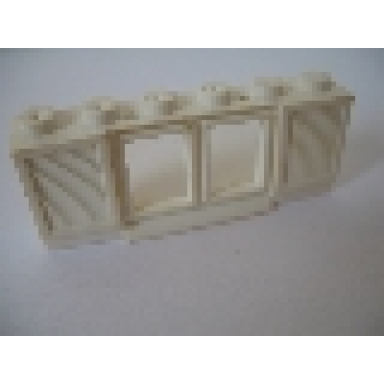 white window 1 x 6 x 2 with shutters with extended lip and solid studs with fixed glass