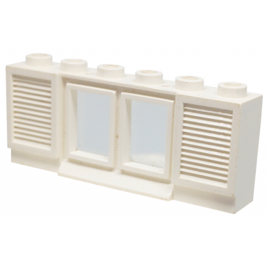white window 1 x 6 x 2 with shutters with extended lip with glass
