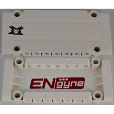 white technic panel plate 5 x 11 x 1 with worl racers team extreme logo on outside and red engyne on inside pattern model left side stickers - set 8864