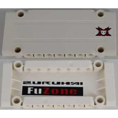 white technic panel plate 5 x 11 x 1 with world racers team extreme logo on outside and black and red fuzone on inside pattern model right side stickers - set 8864