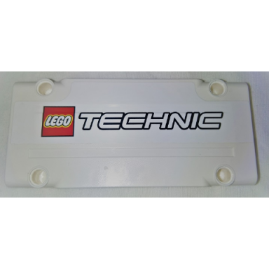 white technic panel plate 5 x 11 x 1 with lego technic logo pattern sticker - set 9398