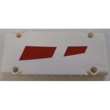 white technic panel plate 5 x 11 x 1 with red trapezoids pattern model left side sticker - set 42100