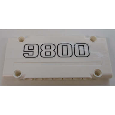 white technic panel plate 5 x 11 x 1 with black 9800 pattern sticker - set 42100