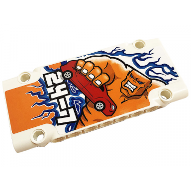 white technic panel plate 5 x 11 x 1 with red car blue and dark azure lightning and white 24-7 pattern model left side sticker - set 42128