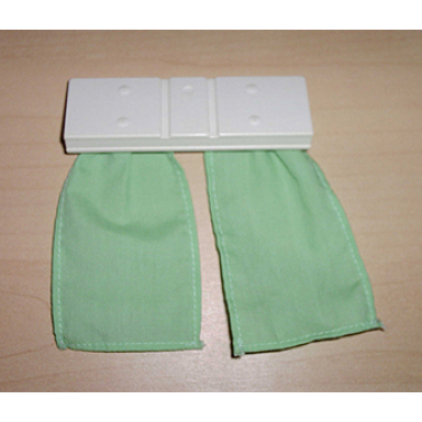 white duplo furniture curtain plate 2 x 6 with medium green cloth curtains
