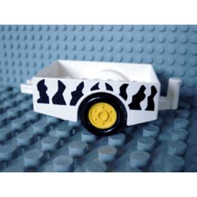 white duplo trailer with hitch ends and safari stripe pattern