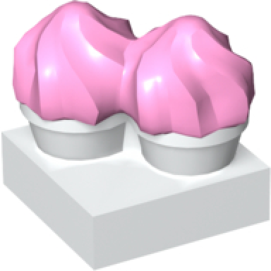 duplo cupcakes with molded bright pink swirl icing pattern