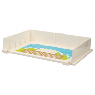 white container book cover half 16 x 12 x 2 2 3 storybook adventures with medium azure water lime grass gold and white checkered tile floor pattern
