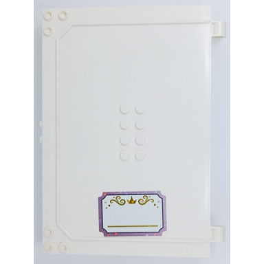 white container book cover half 16 x 12 x 2 2 3 storybook adventures with name label with gold crown sparkles and filigree on white background pattern sticker - set 43193