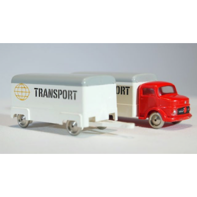 white ho scale mercedes box truck with trailer