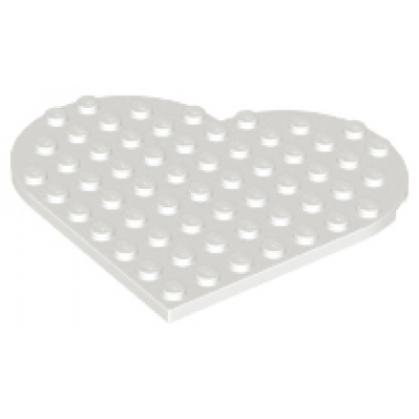 white plate round 9 x 9 heart
