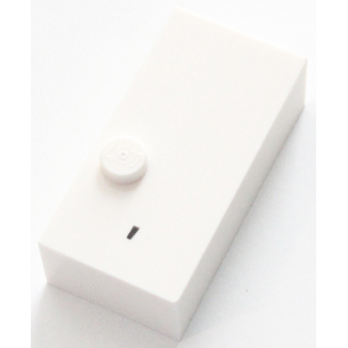 white brick braille 2 x 4 with 1 stud with black apostrophe pattern dots-3 â 