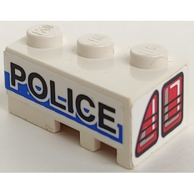 white wedge 3 x 2 left with taillights and police on white blue background pattern stickers - set 8230