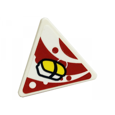 white road sign 2 x 2 triangle with open o clip with sushi on red curved stripes pattern sticker - set 41701