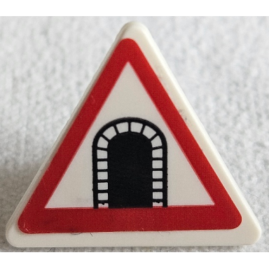white road sign 2 x 2 triangle with open o clip with black tunnel pattern sticker - set 77012