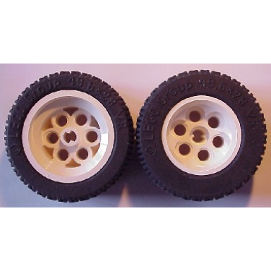 white wheel 36.8mm d x 26mm vr with axle hole with black tire 49.6 x 28 vr 6595 6594