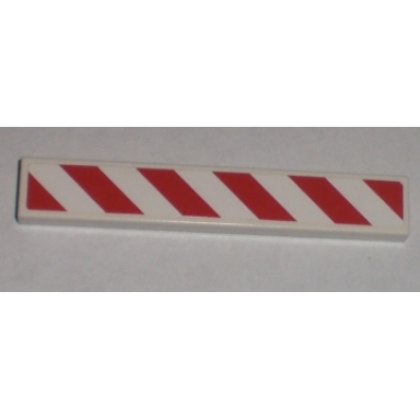 white tile 1 x 6 with red and white danger stripes pattern left sticker - set 7592