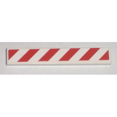 white tile 1 x 6 with red and white danger stripes pattern right sticker - set 7592