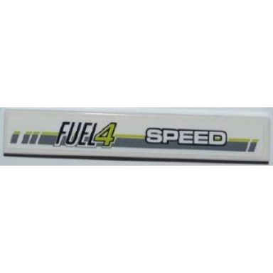 white tile 1 x 6 with fuel4 and speed pattern sticker - set 8186