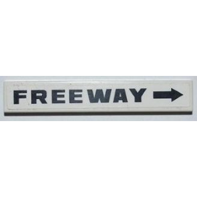 white tile 1 x 6 with freeway and black right arrow pattern sticker - set 8186