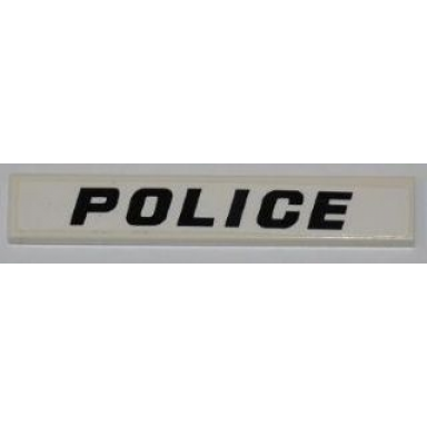 white tile 1 x 6 with black police pattern sticker - set 7970