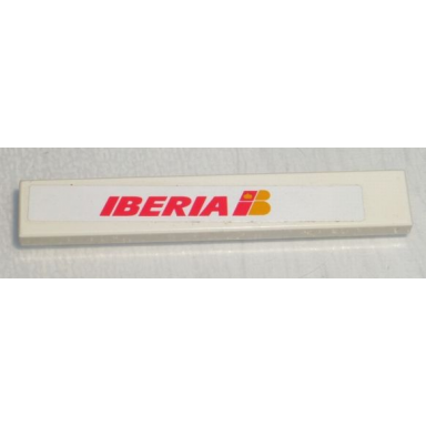 white tile 1 x 6 with red iberia logo pattern sticker - set 4032-4